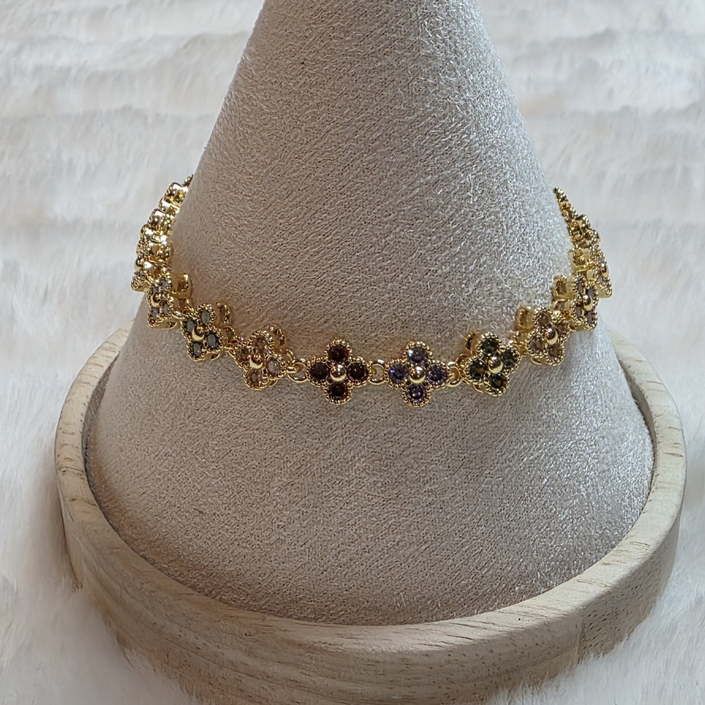 Goldfilled Floral Multicolor Bracelet- Women Jewelry